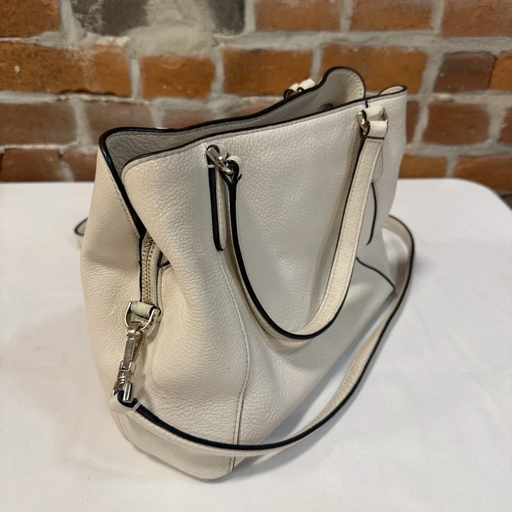 KATE SPADE‎ Jackson Satchel Bag Medium Tote Pebble Leather Grey Removable Strap